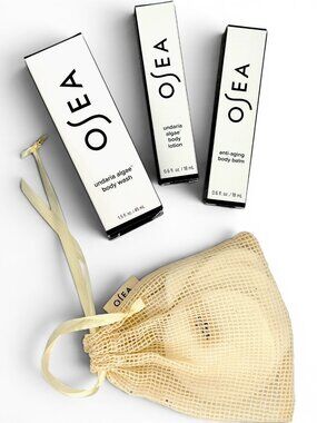 OSEA Undaria Body Wash Lotion Balm Bundle Cotton Rounds Mesh Bag New Sealed 4pcs